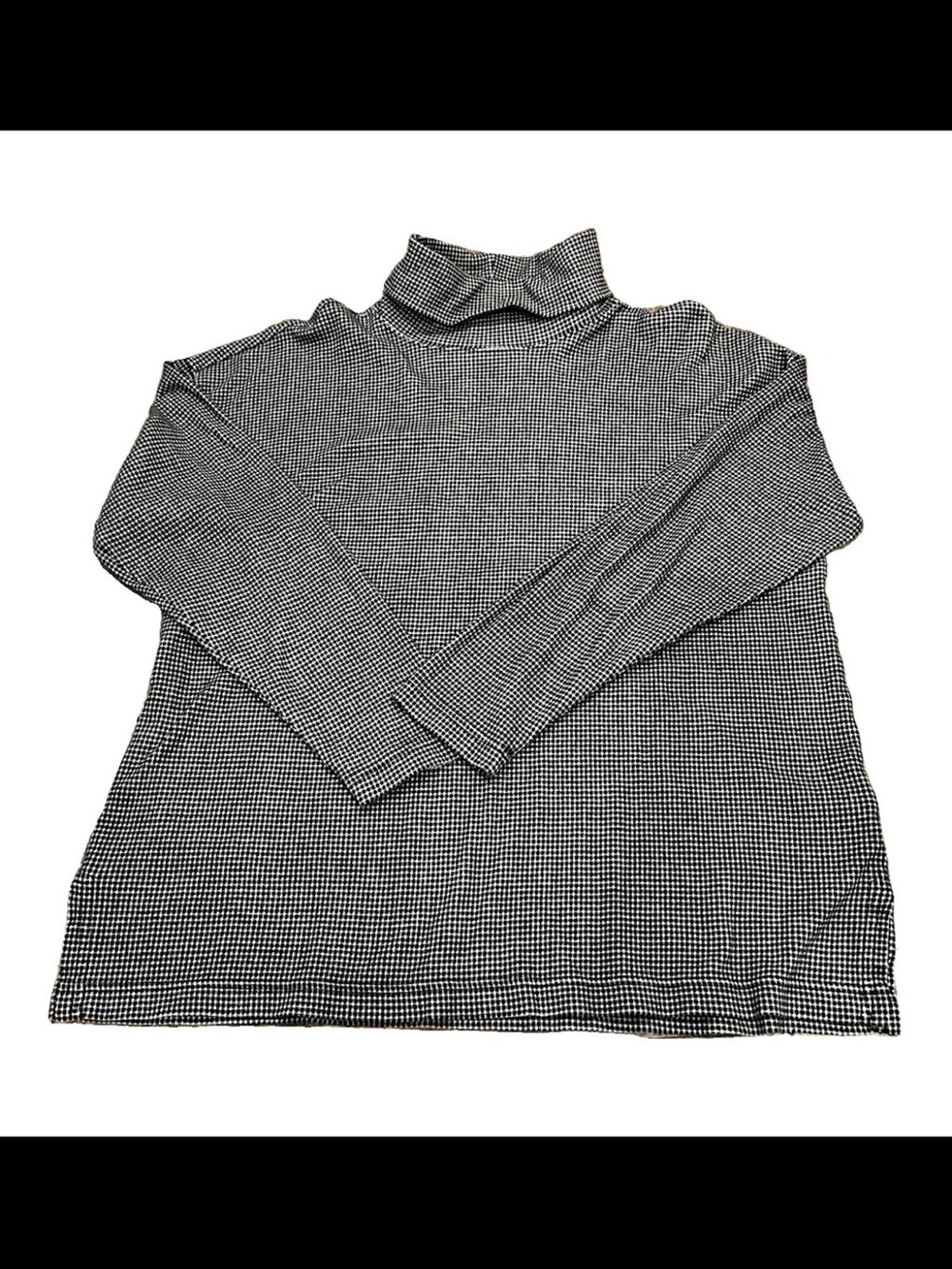 Jones New York Black & White Houndstooth Turtleneck Long Sleeve Top